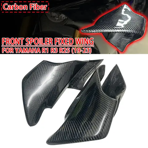 YAMAHA YZF-R1 YZF-R25 2019-2023 YZF-R3 오토바이 탄소 섬유 공기역학적 윙렛 고정 바람 날개, R1 R3 R25 페어링 쉘
