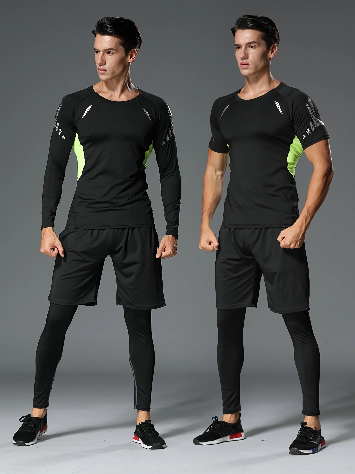 

Tights men's sports fast dry long sleeve underwear suit, running high bounce training suit basketball leggings fitness suit