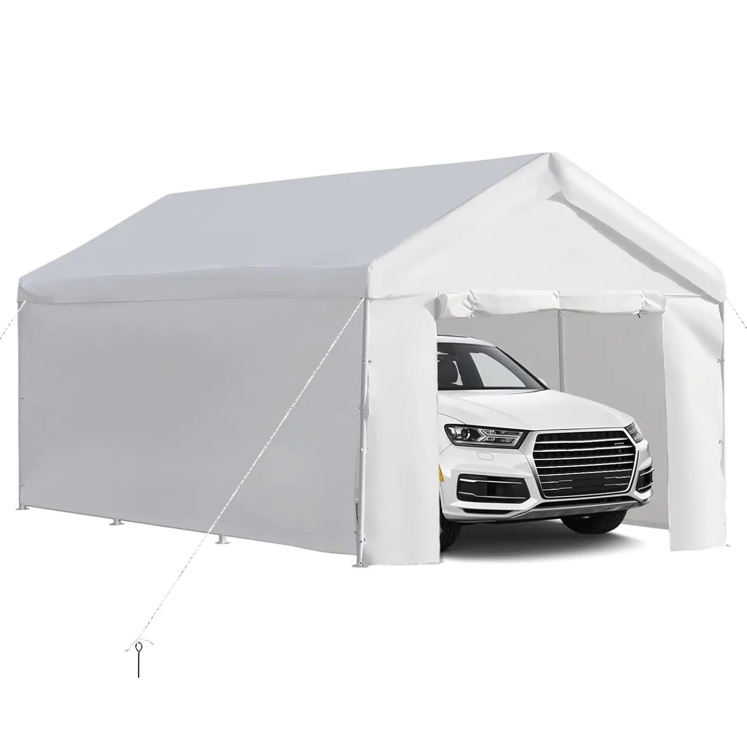 

Улучшенный навес для автомобиля 10x20 футов - Усиленный навес-гараж с съемными боковыми стенками и дверями - Переносной гараж, на заказ