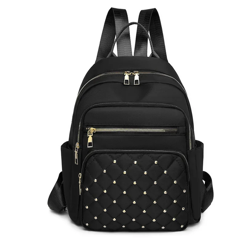 Ladies Oxford Cloth Backpack Large Capacity Outdoor Travel Bag Rivet Decoration Fashion Casual Backpack