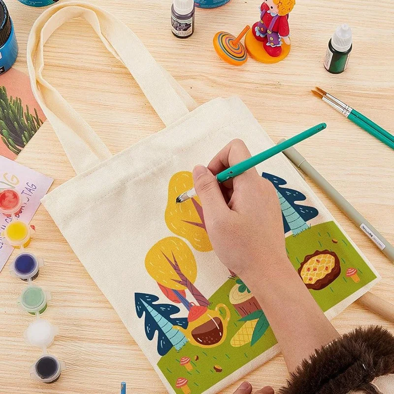 24 Pcs Tote Bags Mini Tote Bag Blank Canvas Tote Bags Reusable Grocery Bags DIY Sacks Goody Bags For Kids