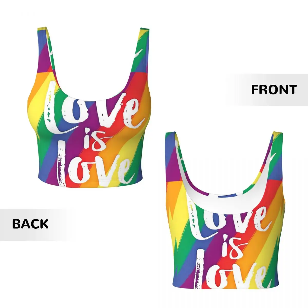 Sports Vest Bras for Women Pride Love Is Love Funny Yoga Crop Tank Tops for Exercise Athletic Workout Running Cycling Gym S-2XL