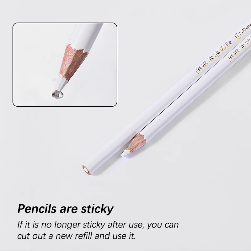 Nail Art Dotting Pen Thick White Crayon Refill Sticky Rhinestone Picker Manicure Tools