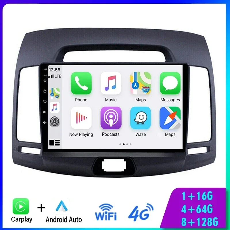 

4G+64G Android 13 Car Stereo Radio Multimedia Video Player For Hyundai Elantra 4 HD 2006 - 2012 Navigation GPS Wireless Carplay