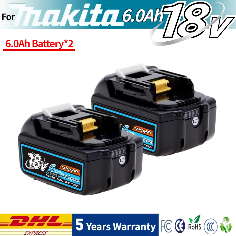 

100% replace Makita 6.0Ah/8.0Ah for Makita 18V Battery BL1830B BL1840B BL150B BL1860B Replacement Lithium Battery with Charger