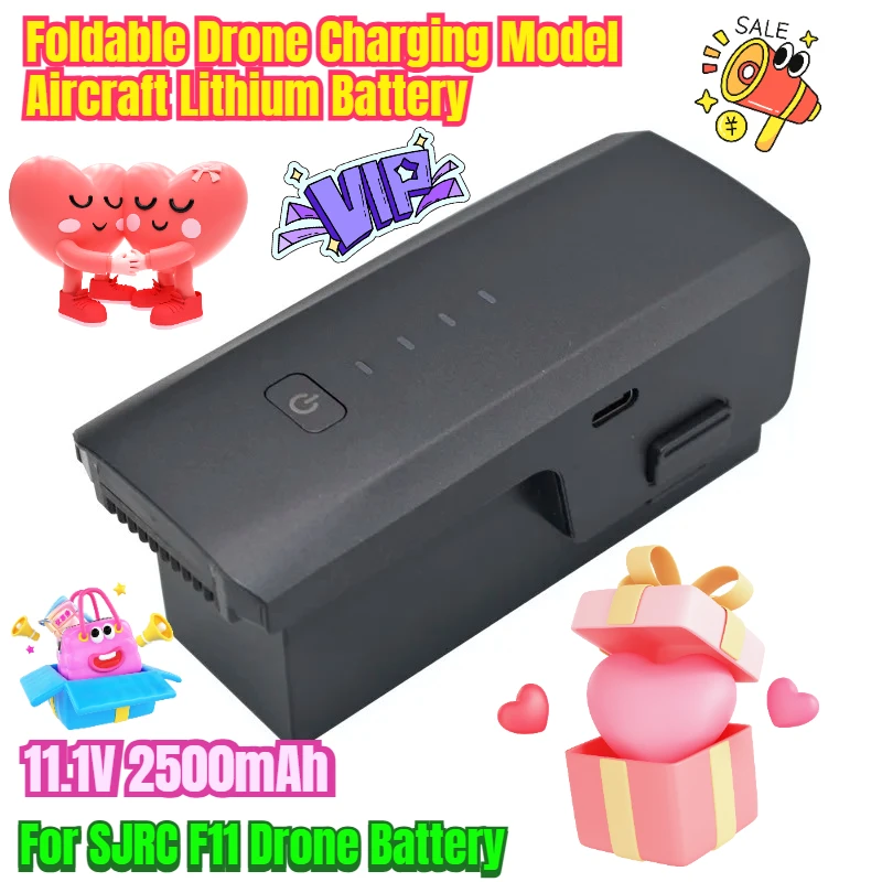 

For SJRC F11 Drone Battery 11.1V 2500mAh Foldable Drone Charging Model Aircraft Lithium Battery