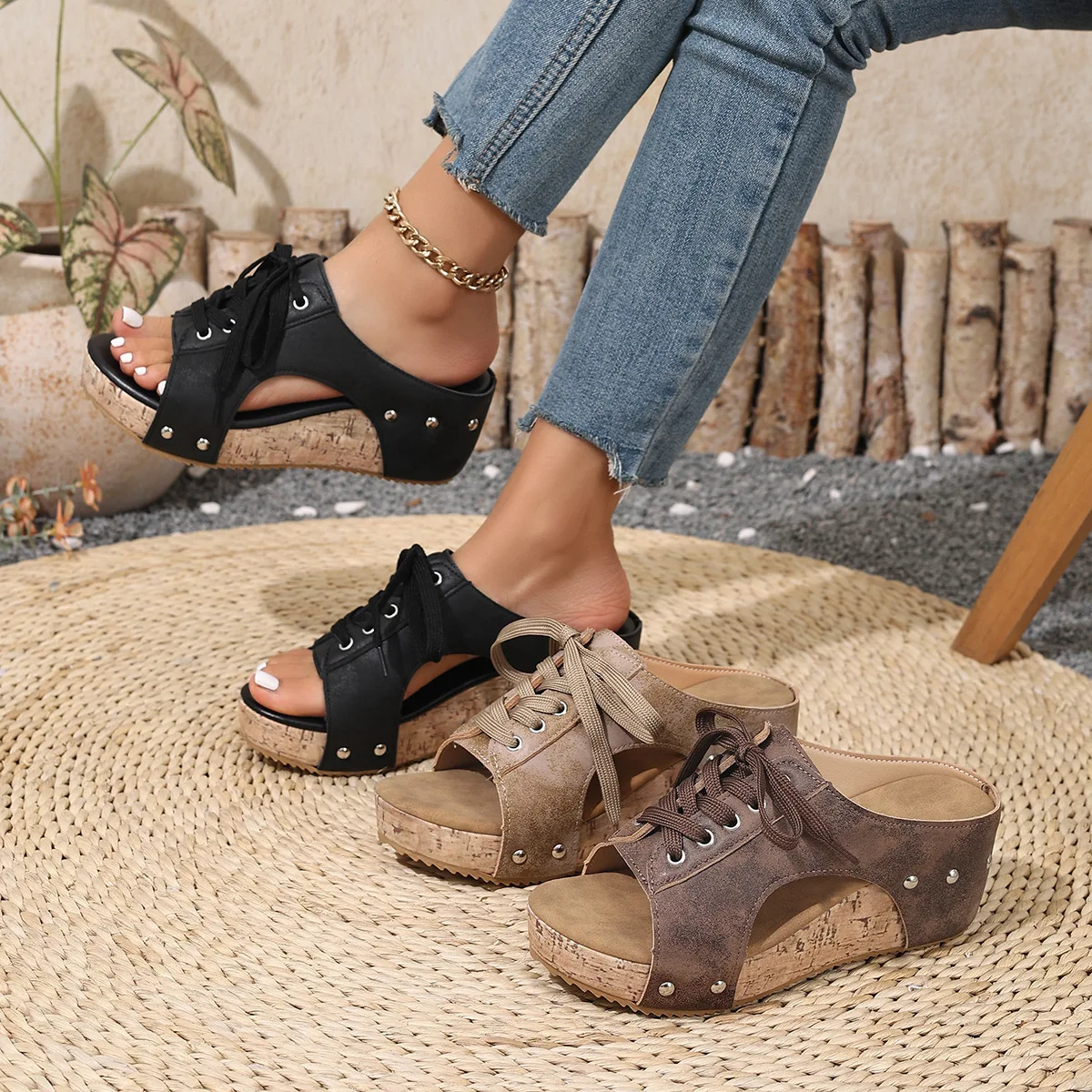 

Sandals Women Shoes Summer Fashion Wedge Sandal Ladies Elegant Women's Sandals Slip On Casual Heels For Women Footwear Female