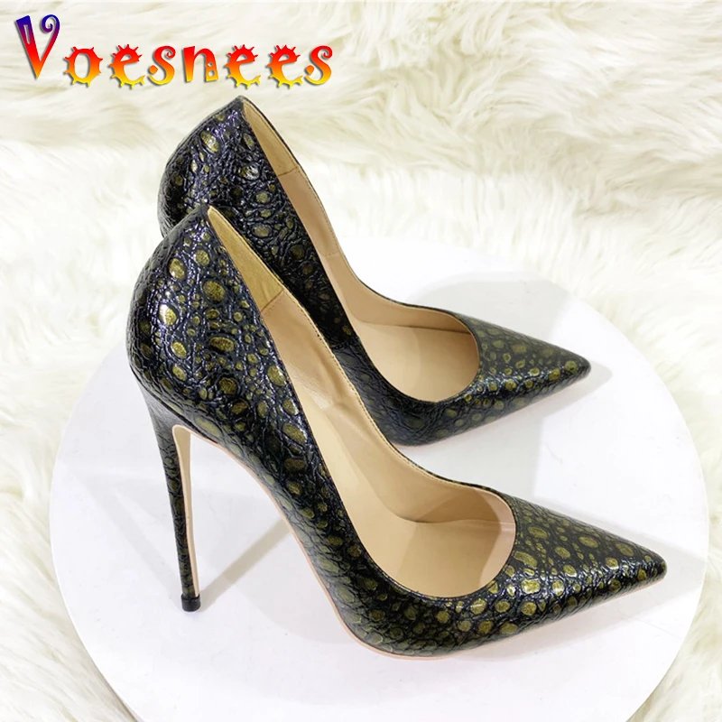 Europe And America Style 8CM Stiletto Pumps Nightclub Snake Skin Printed High Heels Fashion Embossing Party Shoes For Women's