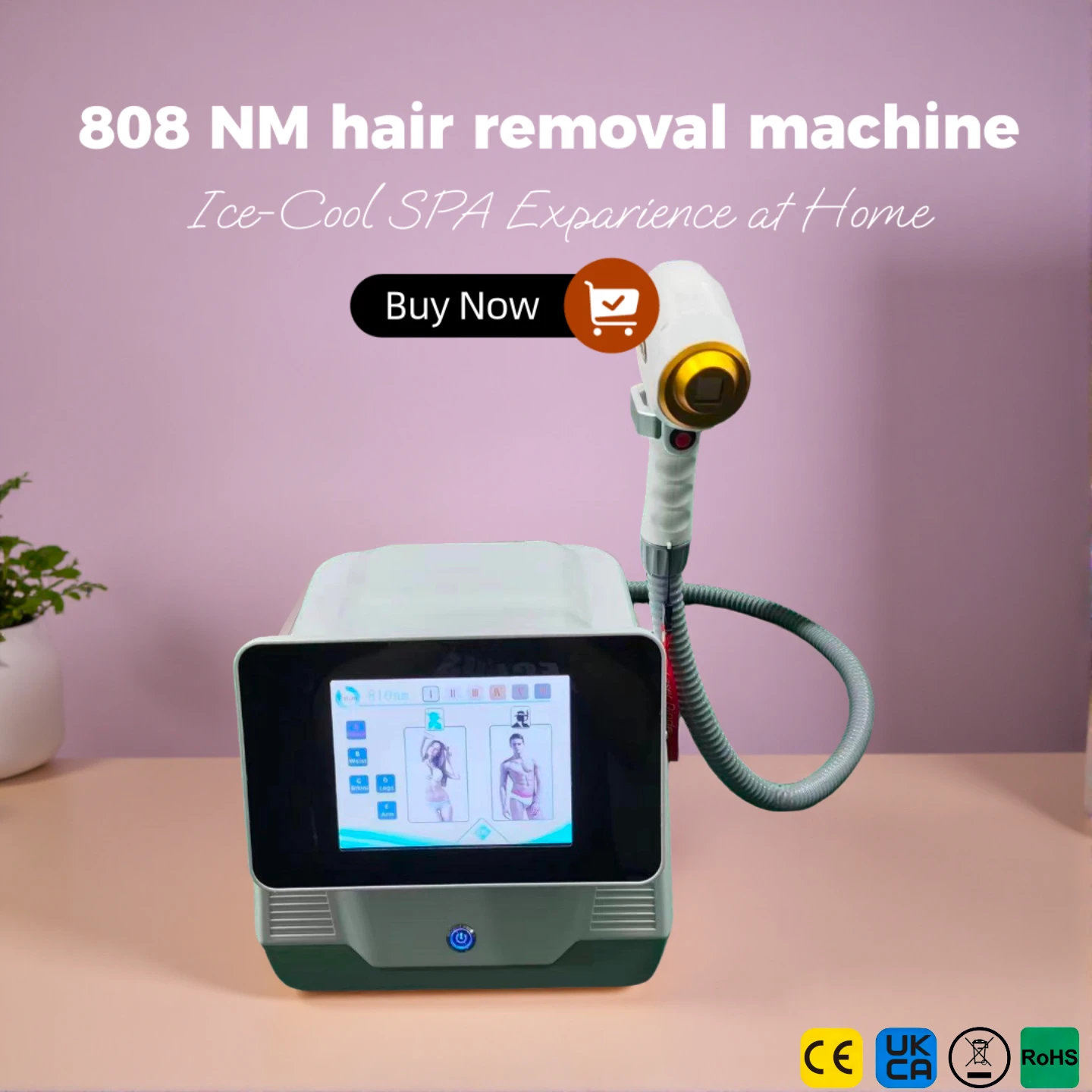 808NM Diode Laser Hair Removal Device Portable Multi-wavelength Ice-Point Cooling Technology for Permanent Home Salon Use CE