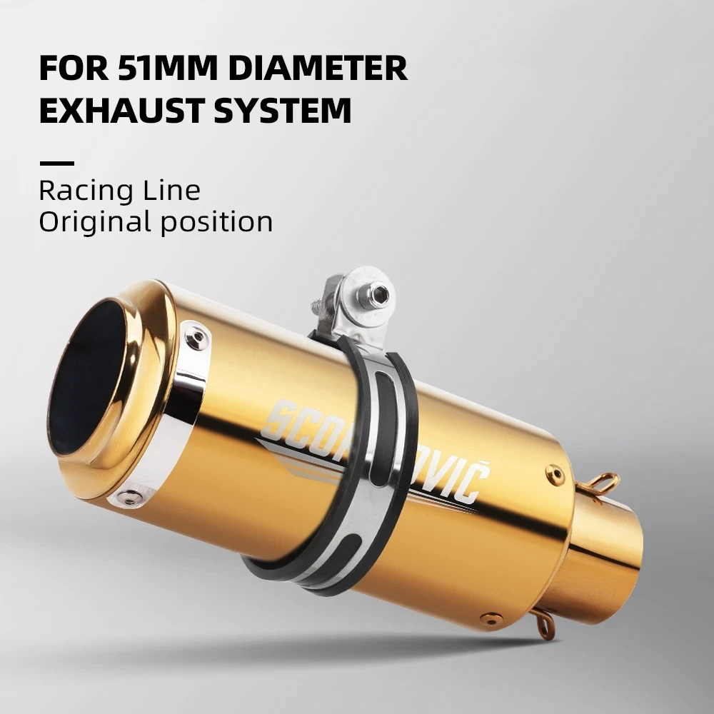 

Universal Stainless Steel Motorcycle Exhaust Pipe, Locomotivas Profissionais Tailpipe, 51mm