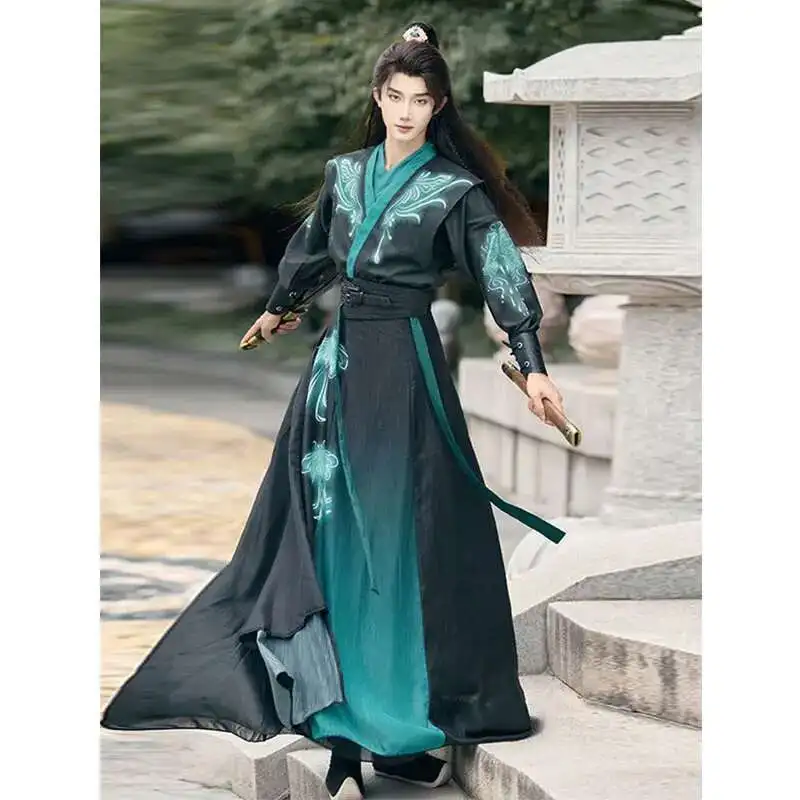 

Modern Hanfu Adult Costume Men Improved Hanfu Chinese Traditional Clothes Ancient Swordsman Cosplay Clothing for Men Boys