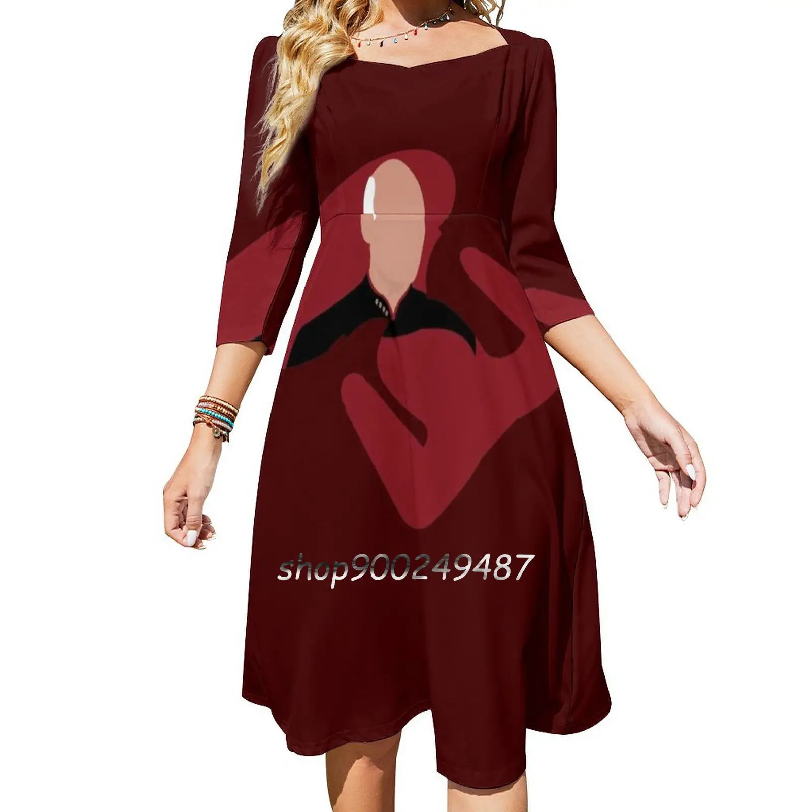 The Captain Sweet Elegant Dress Women Korean Kawaii Square Collar Dress Startrek _ Tpapproved Picard Science Fiction Captain