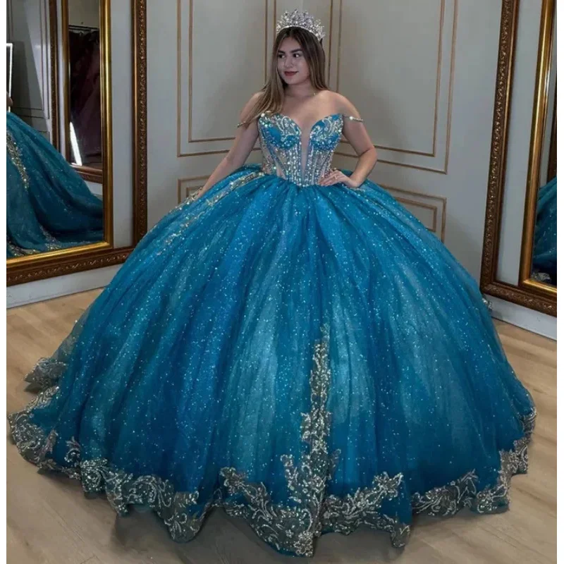 فستان Quinceneara للأطفال مزين بالذهب فساتين حفلات أعياد الميلاد من فيستدوس دي 15 أنوس فيستدو مخصصة #3