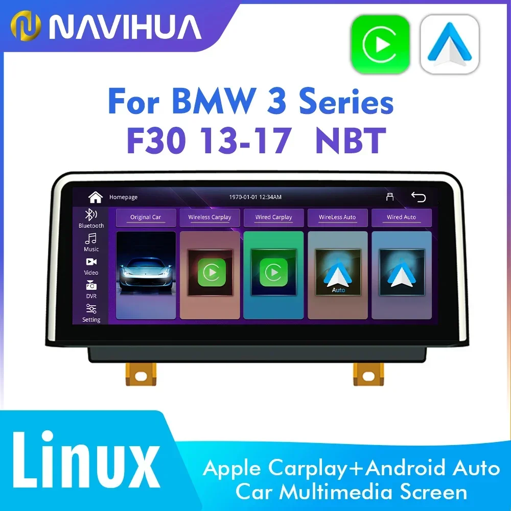 Navihua for BMW 3 Series F30 NBT EVO 10.25'' Screen Linux System GPS Navigation Car Radio DVD Player Apple Carplay Android Auto