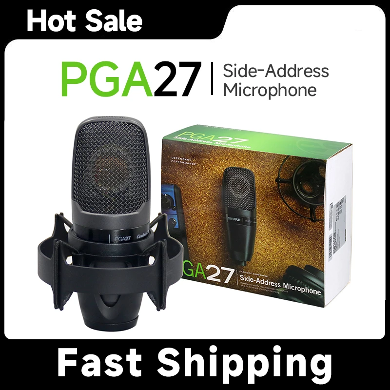 Metal PGA27 Professional Diaphragm Side-Address Cardioid Condenser Microphone Mic for Home Studio Recording Podcasting Singing