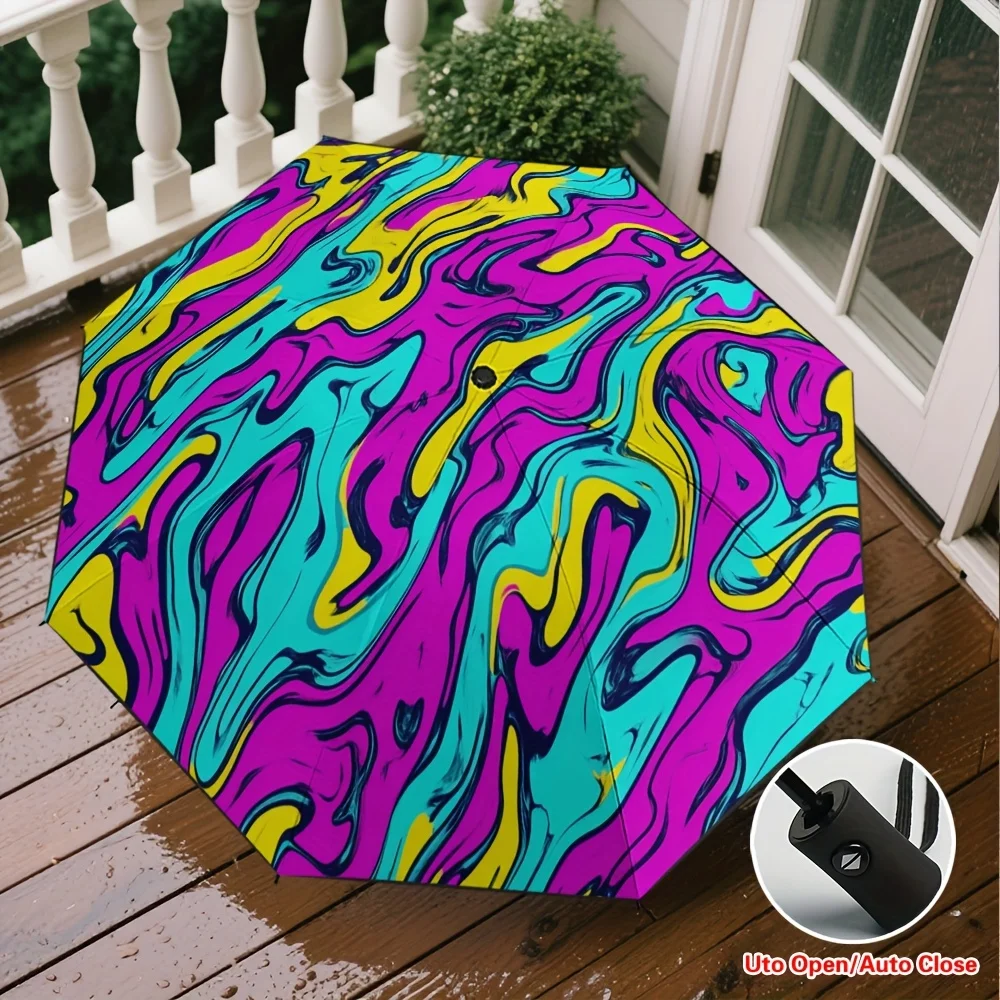 

Зонт для свадебной фотосессии с бирюзово-синим/фиолетовым/розовым/желтым/черным мраморным узором - раскладной/складной, прочный каркас с 8 спицами