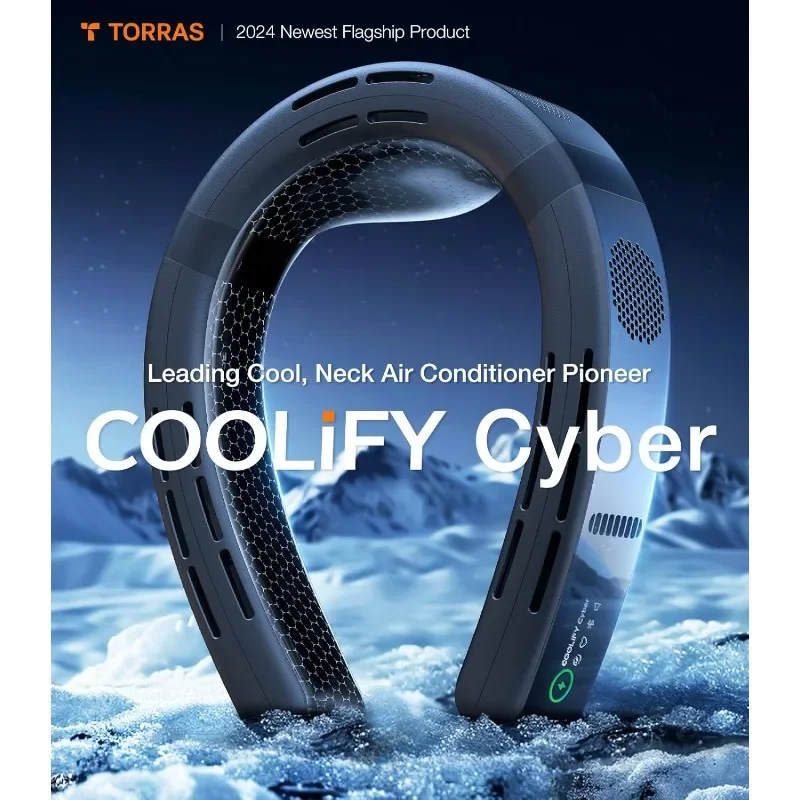 TORRAS [COOLiFY Cyber・2024 Flagship] Neck Air Conditioner,Ultimate Immersive Cooling Portable Neck Fan Rechargeable with 6000mAh