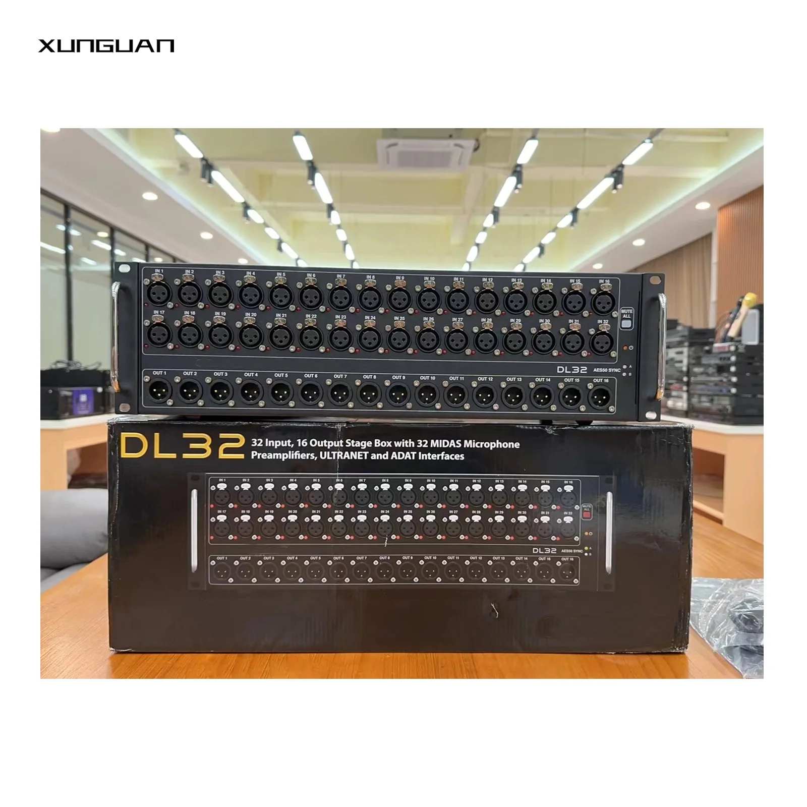 DL32 Digital Mixing Mixer 32 Input 16 Output Stage Box with 32 Microphone Preamplifiers ULTRANET and ADAT Interfaces