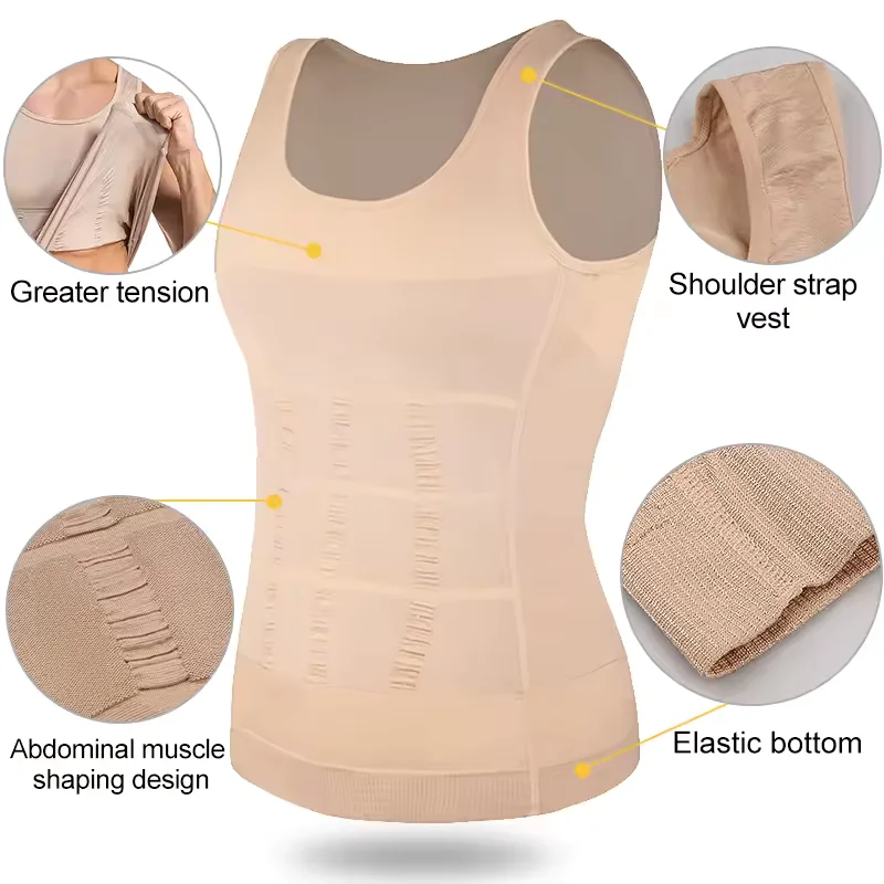2 Unidades de Chaleco Moldeador Sin Mangas para Hombre, con Tirantes Anchos, Transpirable y Suave, para Gimnasio y Entrenamiento, con Soporte de Espalda, Control Abdominal y Compresión, Top Deportivo Invisible para Entrenamiento de Cintura