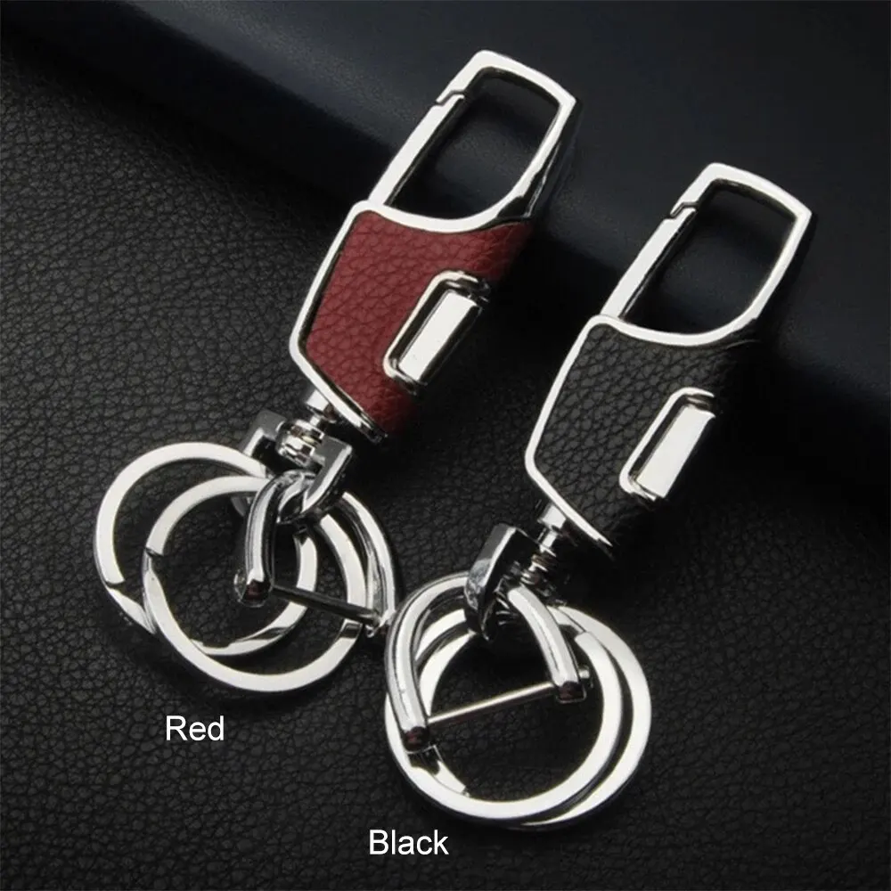 One Click Open Car Key Chain Pendant Double Ring Thickened Loss-proof Metal Simple and Fashionable Portable Men\'s Belt Key Chain