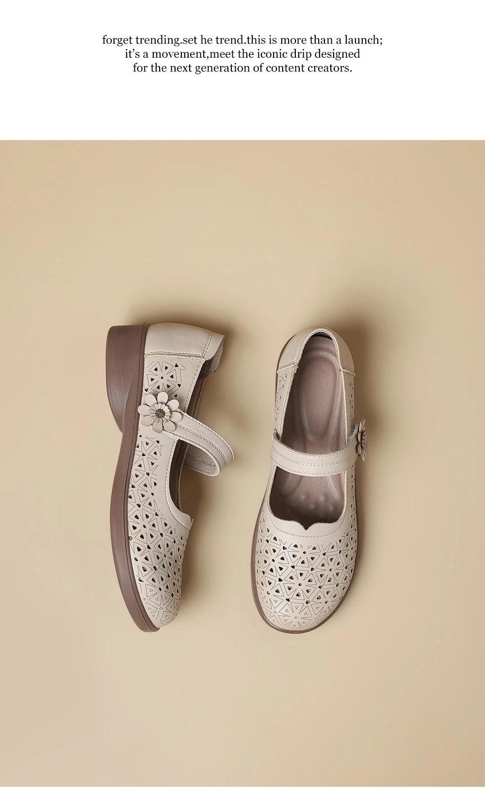 Mary Jane Schuhe in Übergröße 42 für Damen, atmungsaktive Mokassins mit Ausschnitten, florale Einriemen-Slipper mit niedrigem Absatz für lässiges Gehen – Detail 14