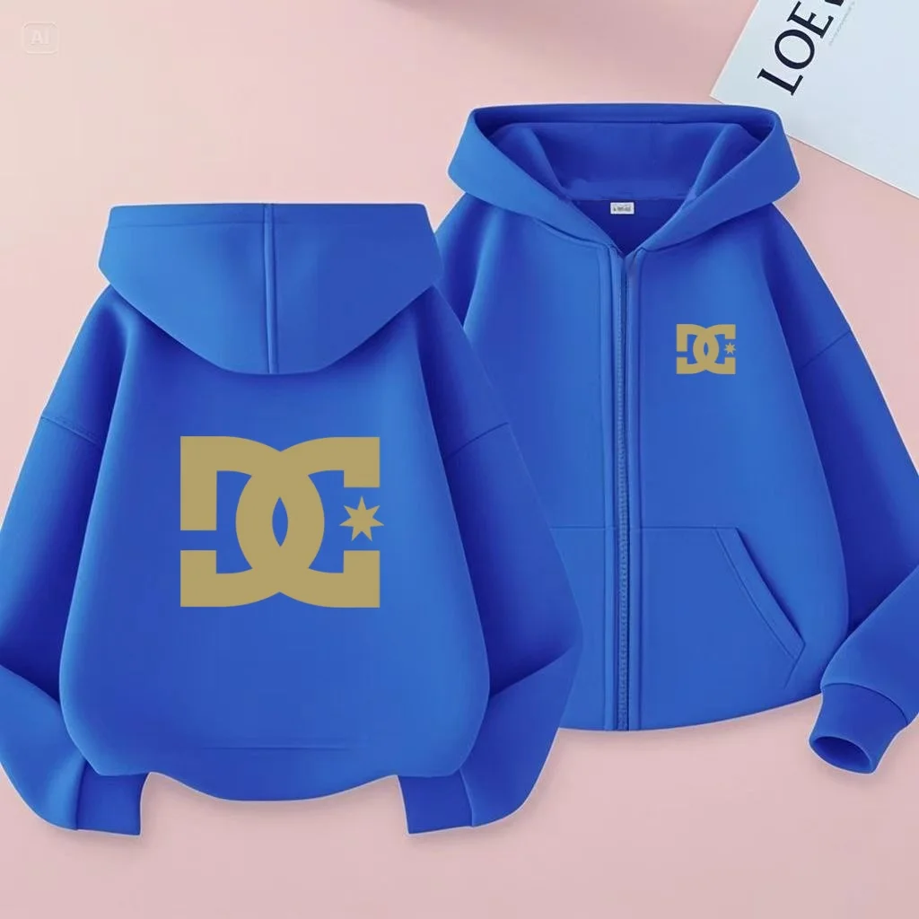 Sweat-shirt à capuche pour enfants, Cardigan pour garçons et filles de 3 à 12 ans, manteau de sport à manches longues, Style fermeture éclair, mode, lettres élégantes, haut ample décontracté