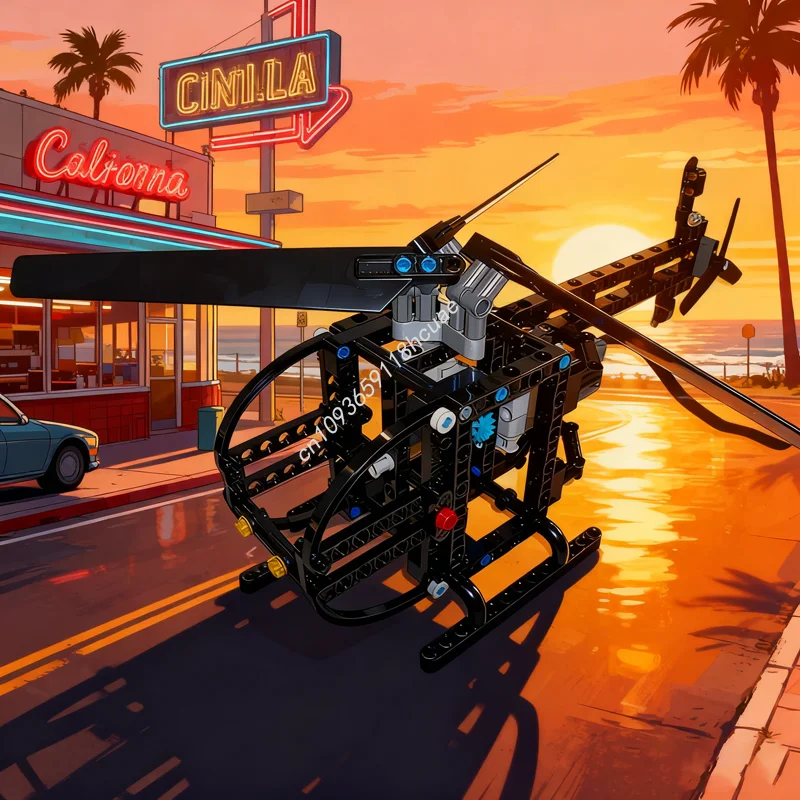 168 stücke MOC Schwarz Hubschrauber Technische Modell Bausteine Architektur Weihnachten Geschenke Spielzeug DIY Kreative Idee Bildung