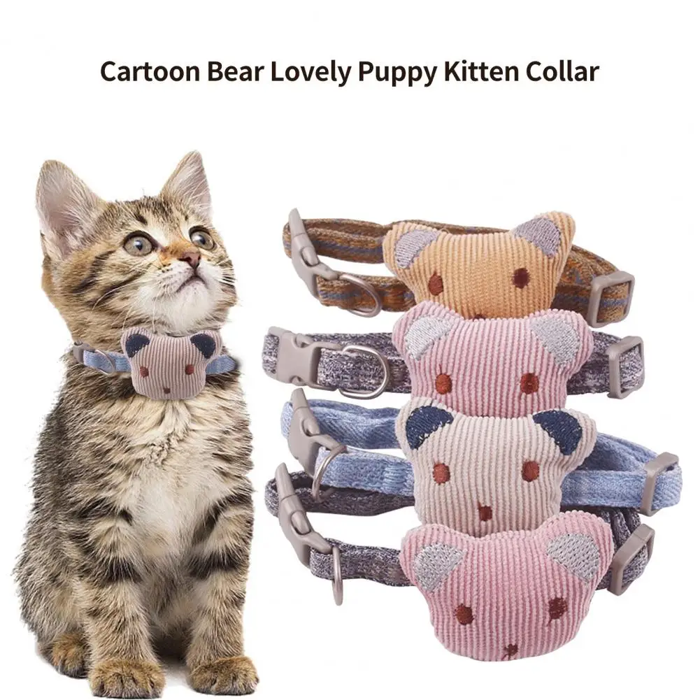 Pet Collar Adjustable Cat Collar Four Seasons Prevent Break Free Cat Collar Cotton Cartoon Bear Cat Dog Collar Pet Accessories