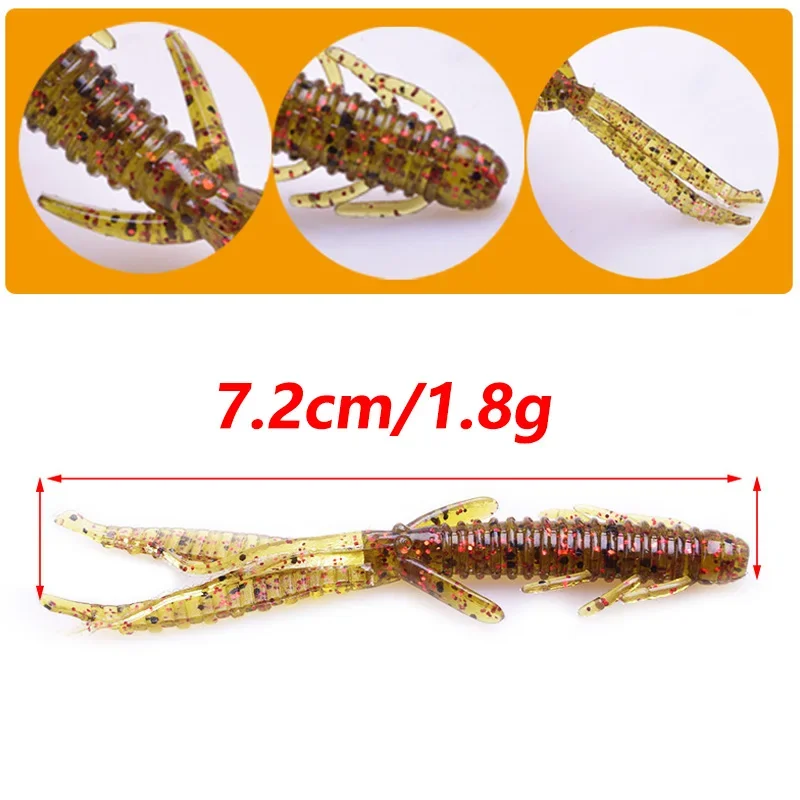 5 Pcs 7.2cm 1.8g Shrimp Larva Soft Bait Worm Smell Fishy Silicone Jigs Wobblers Fishing Lures for Bass Carp Artificial Swimbait image 3