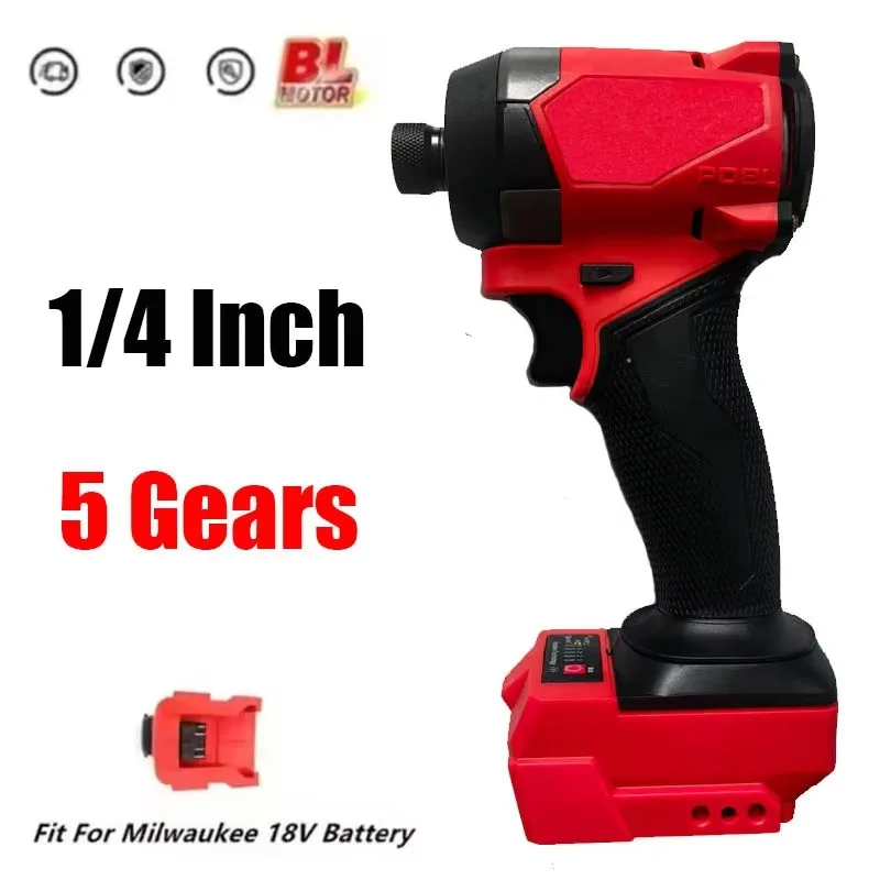 Tournevis électrique sans balais, tournevis sans fil à 5 vitesses, perceuse à percussion hexagonale à couple élevé de 1/4 pouces, réparation pour batterie Milwaukee 18V