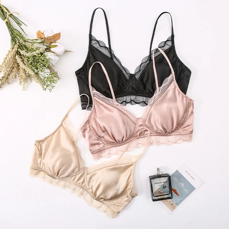 Silk Seamless Women Bra Underwear Summer Invisible Wireless Ladies High Quality  Silk Bra