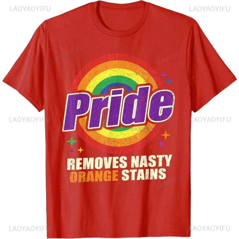 مضحك فخر يزيل البقع البرتقالية السيئة الرجعية LGBT تي شيرت عادية موضة فضفاضة Harajuku رجل التي شيرت الراحة الصيف الشارع الشهير #6