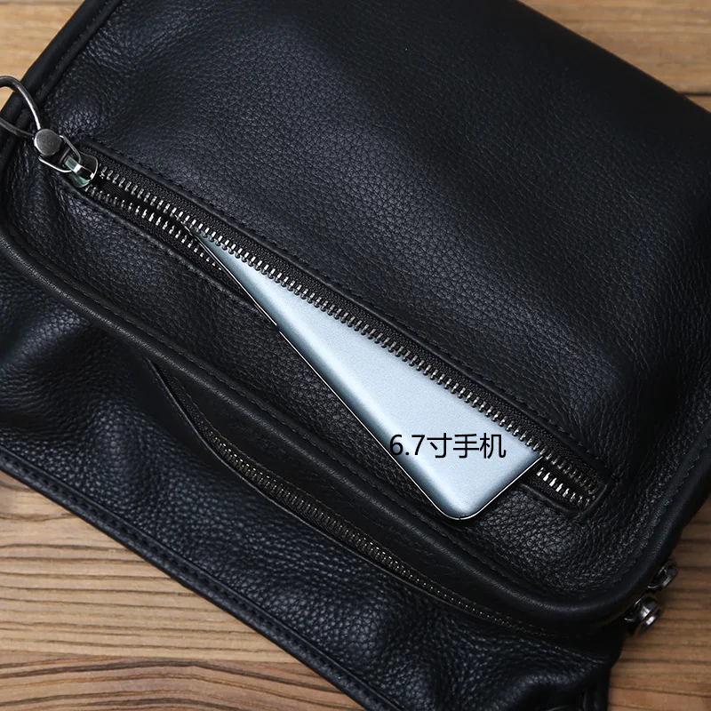 NZPJ Leder herren Schulter Tasche Casual Umhängetasche Top Schicht Rindsleder Horizontale Abschnitt Einfarbig Trend Tablet Computer Tasche – Detail 12