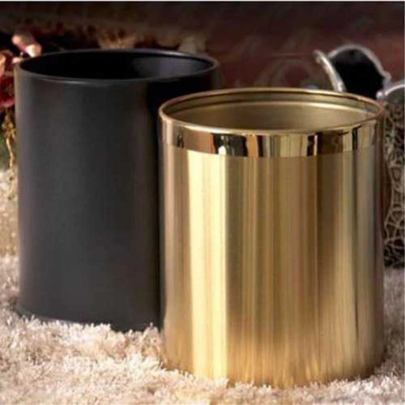 

Aesthetic Big Waste Bin Bedroom Gold Metal Waste Bin Household Living Room Stainless Steel Cubo De Basura Cleaning Tools Gift