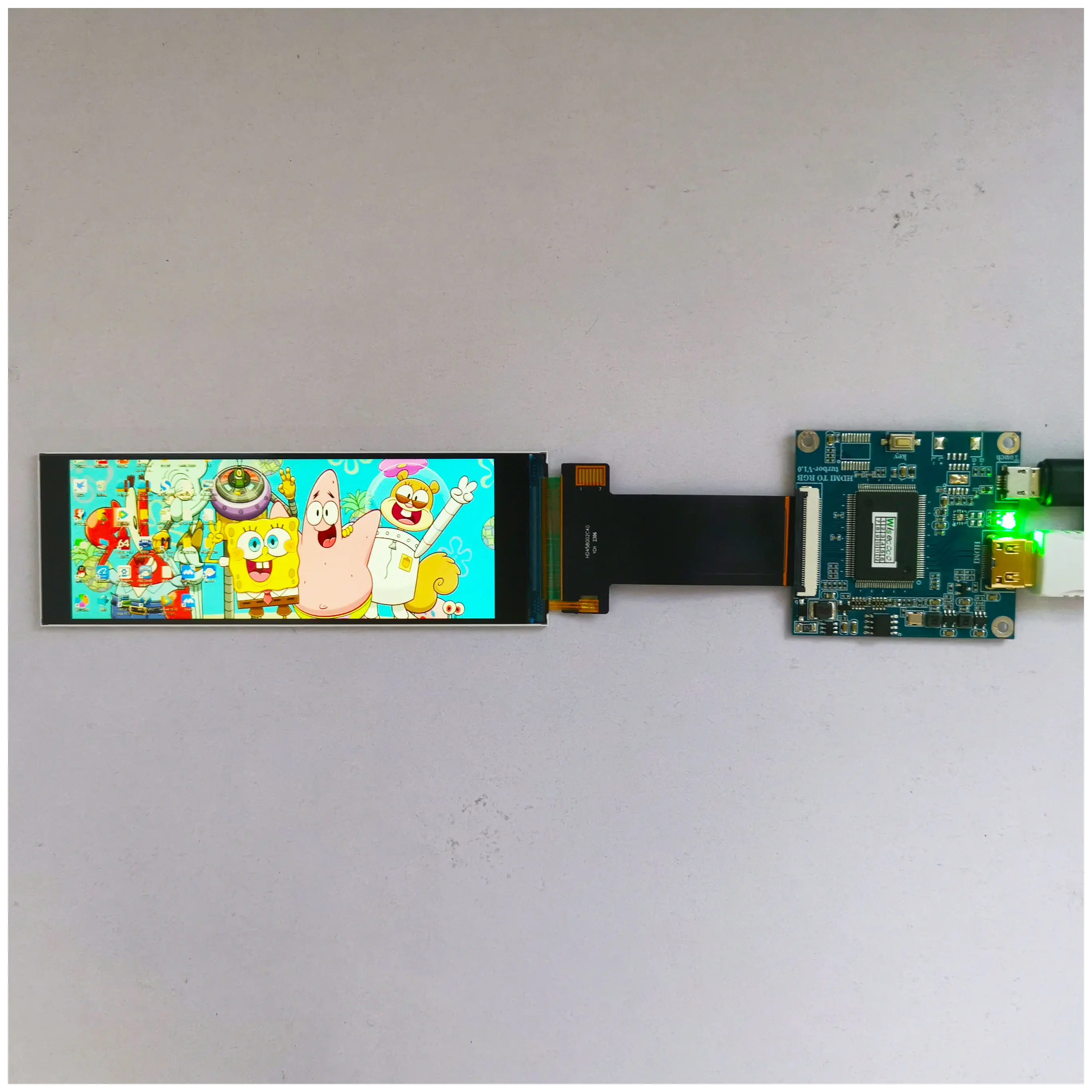 Wisecoco Stretched Bar LCD Display 4.6 Inch 320x960 3:1 Ultrawide  Long Strip Screen SPI RGB Port HDMI-Compatible Driver Board