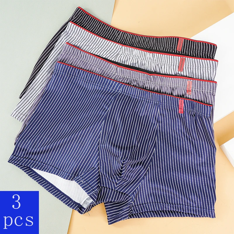 

3 Pcs/Lot Sexy Stripe Men's Panties Underwear Sexy Knickers for Men Underpants Shorts Fashion Under Wear Lingerie Boxers Briefs