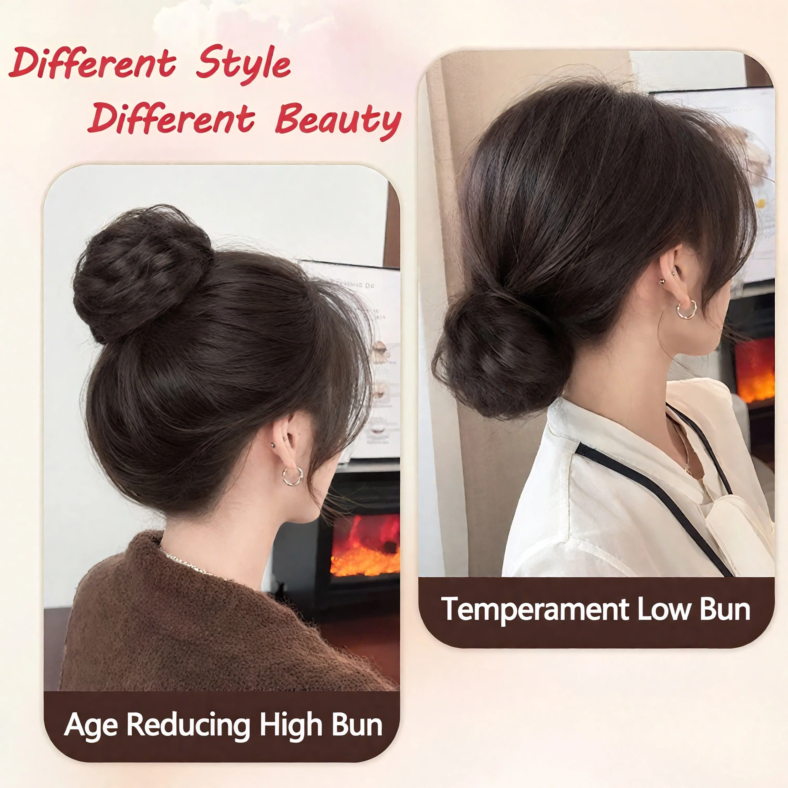 Women Fake Hair Elastic Band Bun Headband Easy to Shrink Puffy Hair Simulation Hairdressing Tool Bun Style Hairband by Mr.Magic image 5