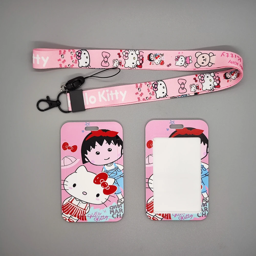 Maruko New Pets Hello Kitty Keychain Badge Holder Id Credit Card Pass Hang Rope Lariat Accessories Anime Kt Cat Strap Lanyard