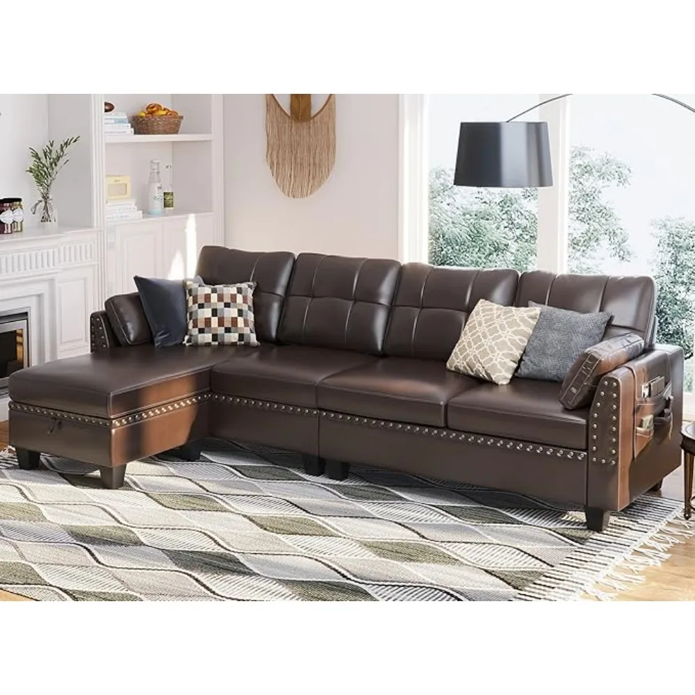 Convertible Sectional Sofa L Shaped Couch Reversible Sectional for Small Apartment, Bluish Grey