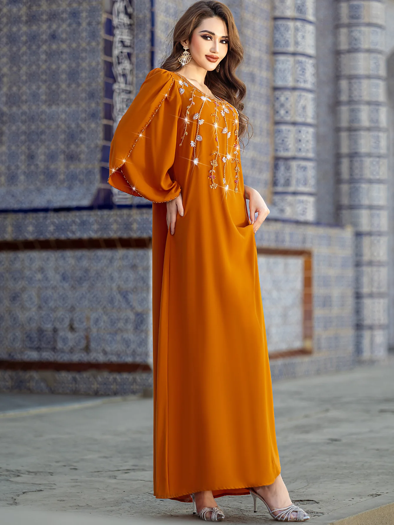 Ramadan Saudi Arabian Women's Party Dress Abaya Muslim Diamond Dubai Islamic Dress Morocco Kaftan Abayas Robe