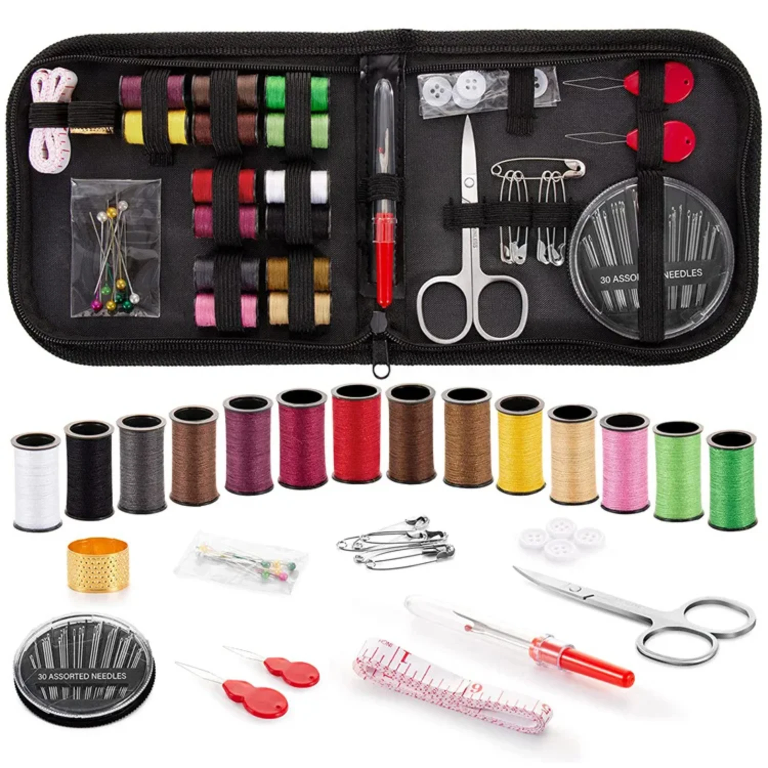 Needle Portable Mini Travel Household Sewing Box Set with 14 Essential Tools - Sewing Kit Bags Organizer for Sundries and Sewing