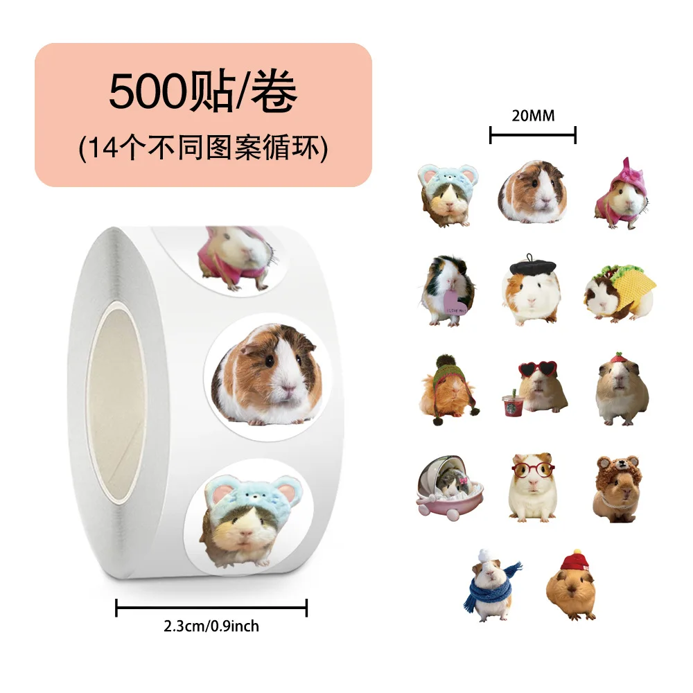 

500PCS/Roll Cute Capybara Sealing Stickers Kawaii Animals Cartoon Decal DIY Notebook Phone Guitar Scraphbook Classic Kid Toys