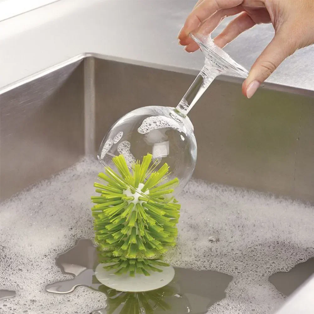 1PC  Suction Cup Base Cup Brush Glass Bottle Cleaning Brush Kitchen Rotating Water Cup Tea Cup Brush Cleaning Tool XB 079