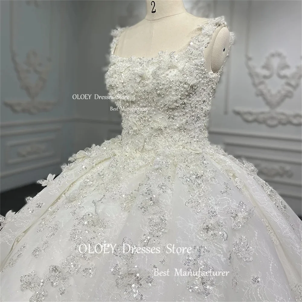 OLOEY Gorgeous Glitter White 15 17 Quinceanera Dress Wedding Dress Sweetheart Silky Tulle Beading Pearls Ball Gown Birthday Gown