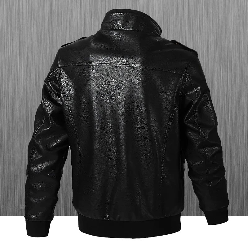 Slim Fit Biker Leather Jacket Men's Casual Stand Collar Pu Large Size Motorcycle Coat Spring Autumn Season Men's Fashion