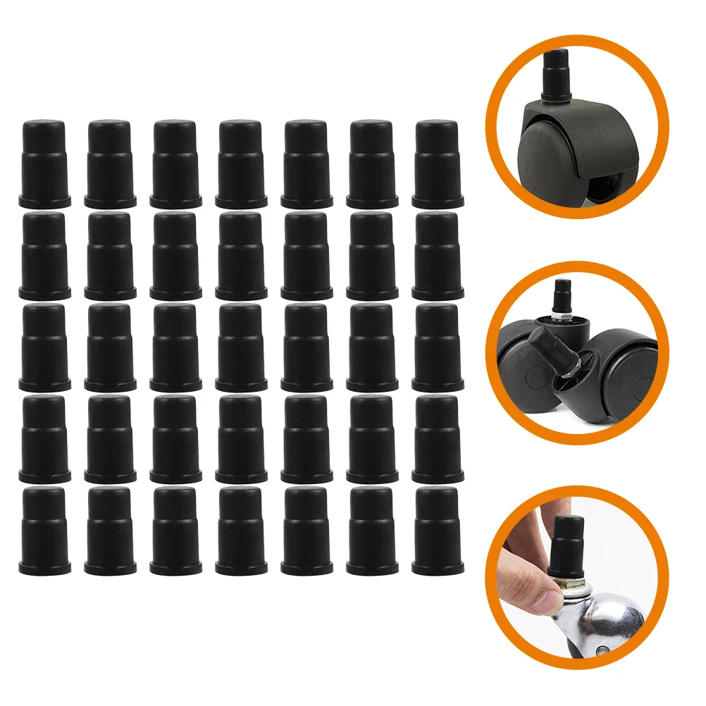 

35 Pcs Caster Rubber Cap Inserts 19x32 ABS Furniture Castor Stem Home Office Wear Resistant Mounting