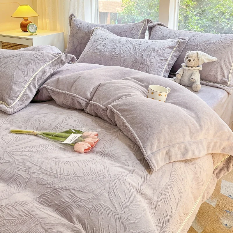 

Winter Baby Coral Fce Bedding Set High Densi Milk Velvet ort Hair a Class Color Blue Active Printing