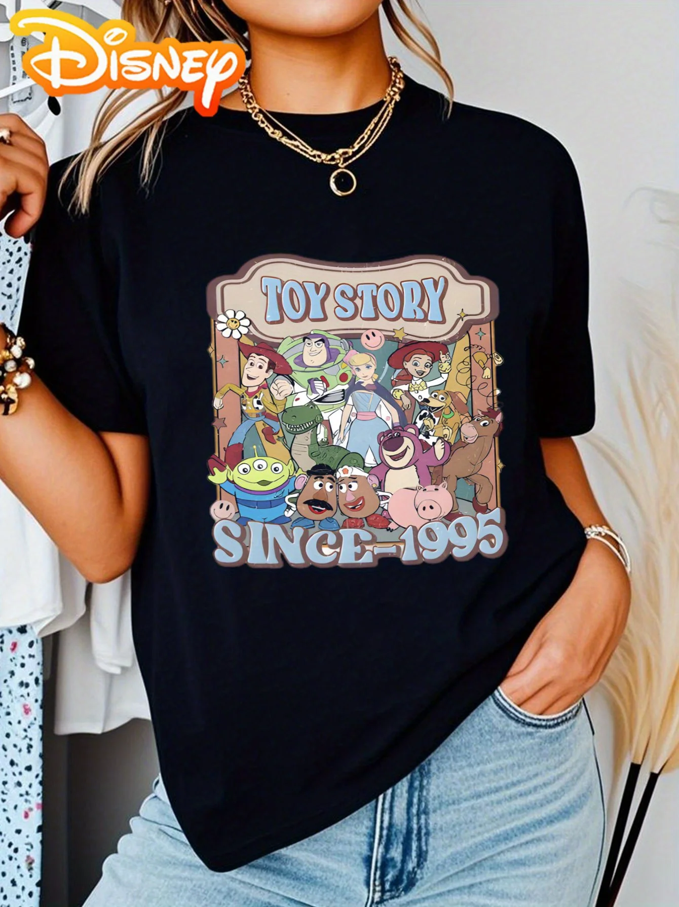 

Disney-Toy Story Classic Characters. Hot-Selling in Summer Pure Crew Neck Short Sleeve T-Shirt Women'S Tee Graphic T-Shirts