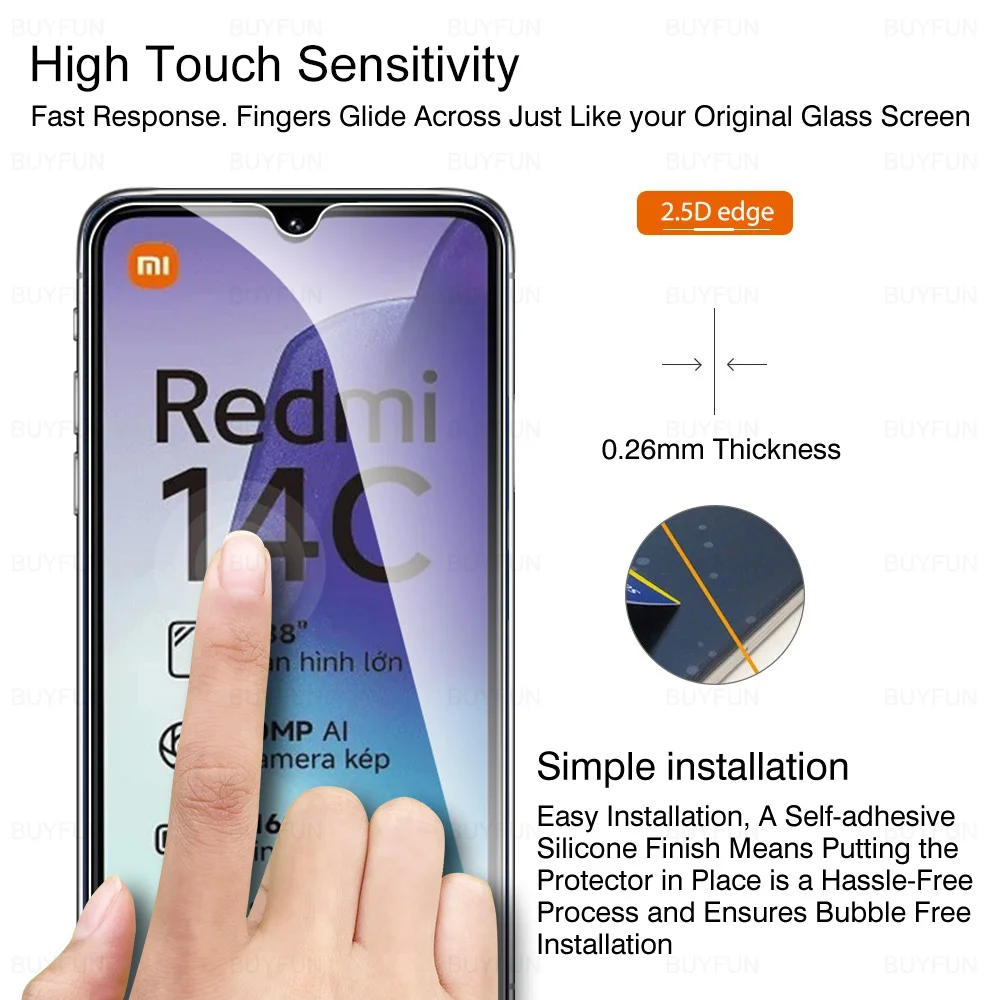 Protector de pantalla 4 en 1 para Xiaomi Redmi 14C, película protectora para lente de cámara 4G, Redmi 14 C, Redmi14C, 14 C, C14, cristal transparente