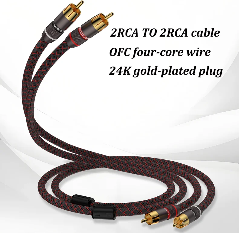 pair RCA Interconnect cable HIFI audio Stereo 4N OFC For Amplifier DAC TV car